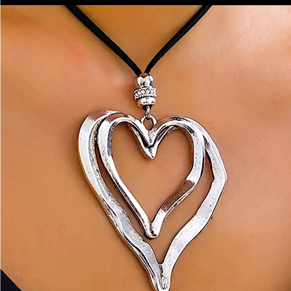 Heart Vintage Statement Pendant Necklace, Bohemian, Boho, Tribal